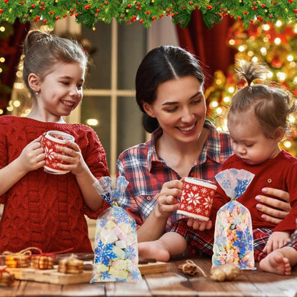 100x Blaue Schneeflocke Weihnachten Plätzchentüten mit Twist Krawatten