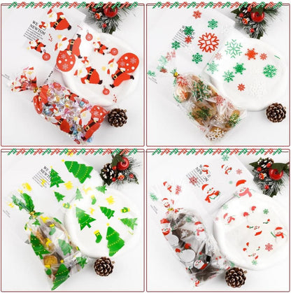 120 Weihnachten Plätzchentüten mit Twist Krawatten - Transparente Süßigkeitentüten