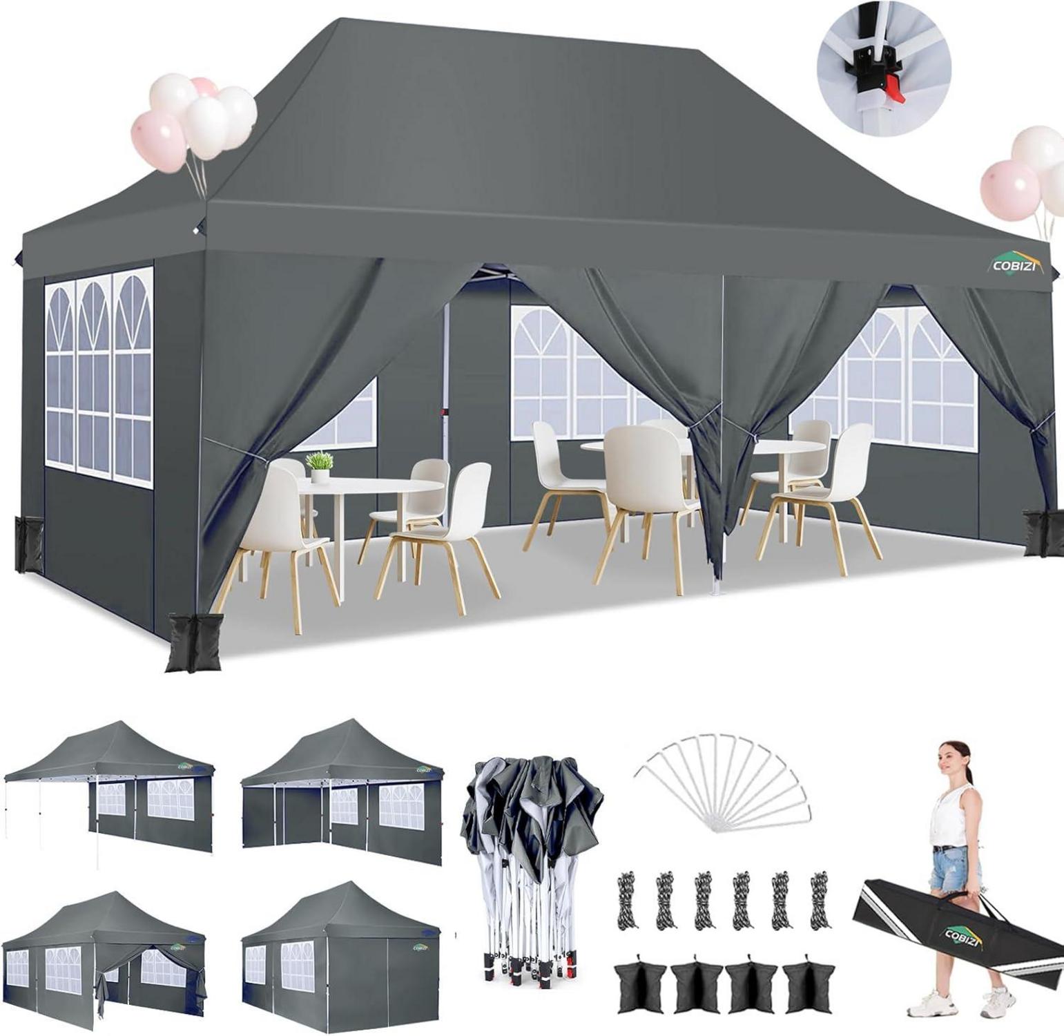 Faltpavillon 3x6m Wasserdicht Stabil mit 6 Seitenwänden