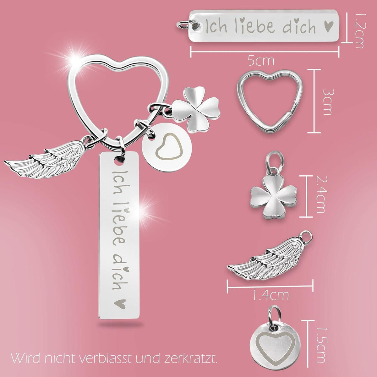 Herz Schlüsselanhänger personalisiert | Geschenk Liebe & Glück für Frauen