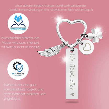 Herz Schlüsselanhänger personalisiert | Geschenk Liebe & Glück für Frauen