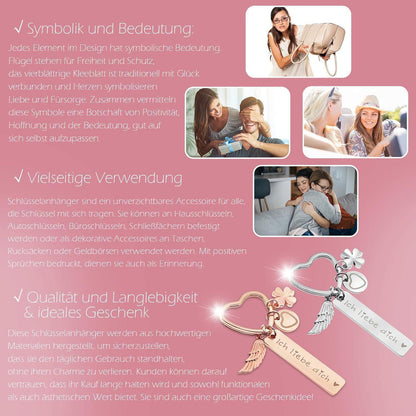 Herz Schlüsselanhänger personalisiert | Geschenk Liebe & Glück für Frauen