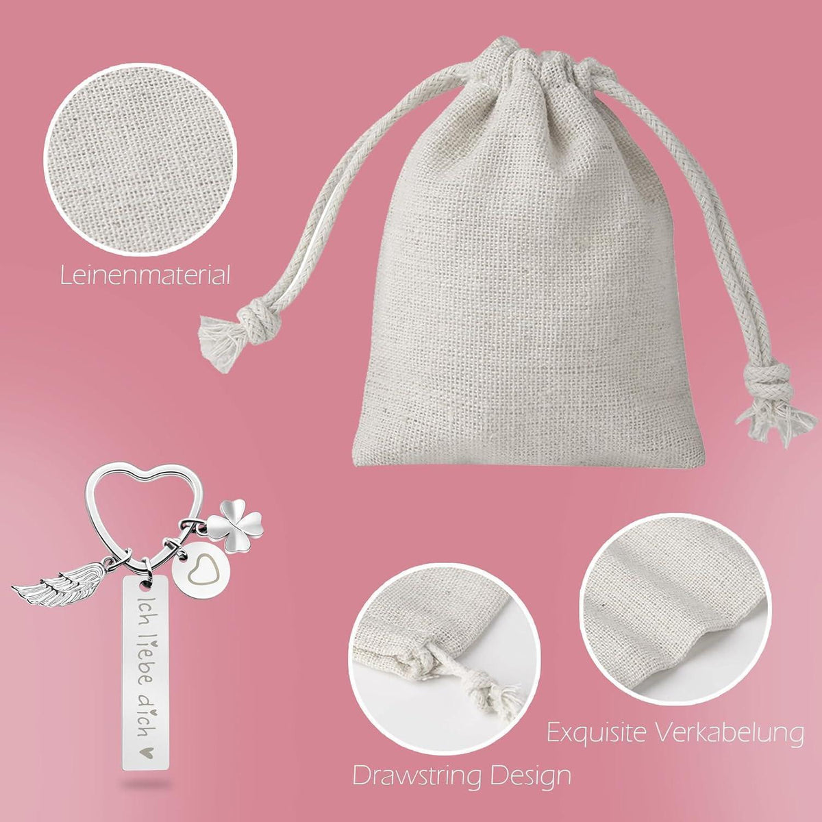 Herz Schlüsselanhänger personalisiert | Geschenk Liebe & Glück für Frauen