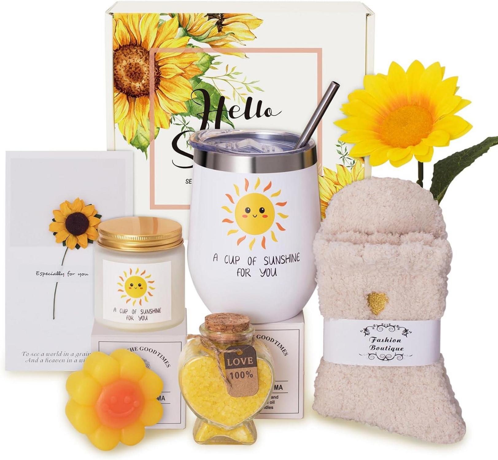 Geschenkset Spa-Geschenk für Frauen Sunflower mit Tasse & Socken