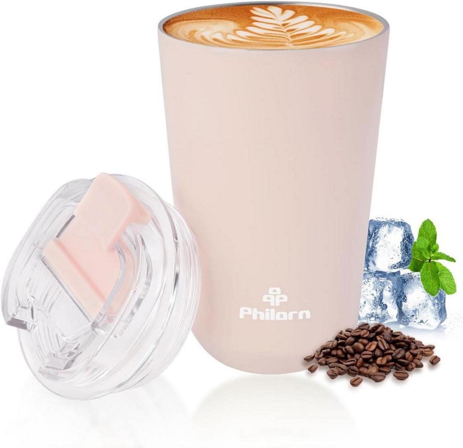 Thermobecher Kaffee to go Becher aus Edelstahl 380ml Rosa