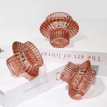 Kerzenständer Glas 3er Set, Kerzenhalter, für Stabkerzen und