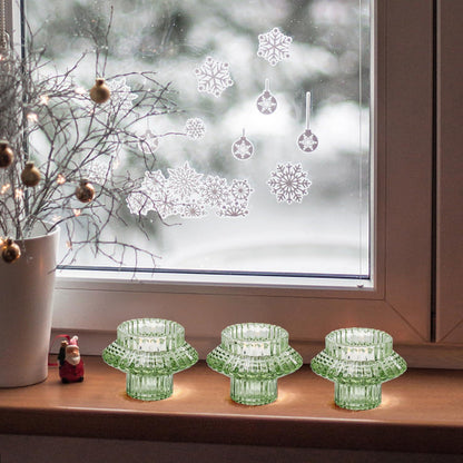 HofferRuffer Glas Kerzenständer 3er Set Grün für Stabkerzen Teelichter