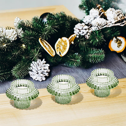 Glas Kerzenständer 3er Set Kerzenhalter Teelichter Grün