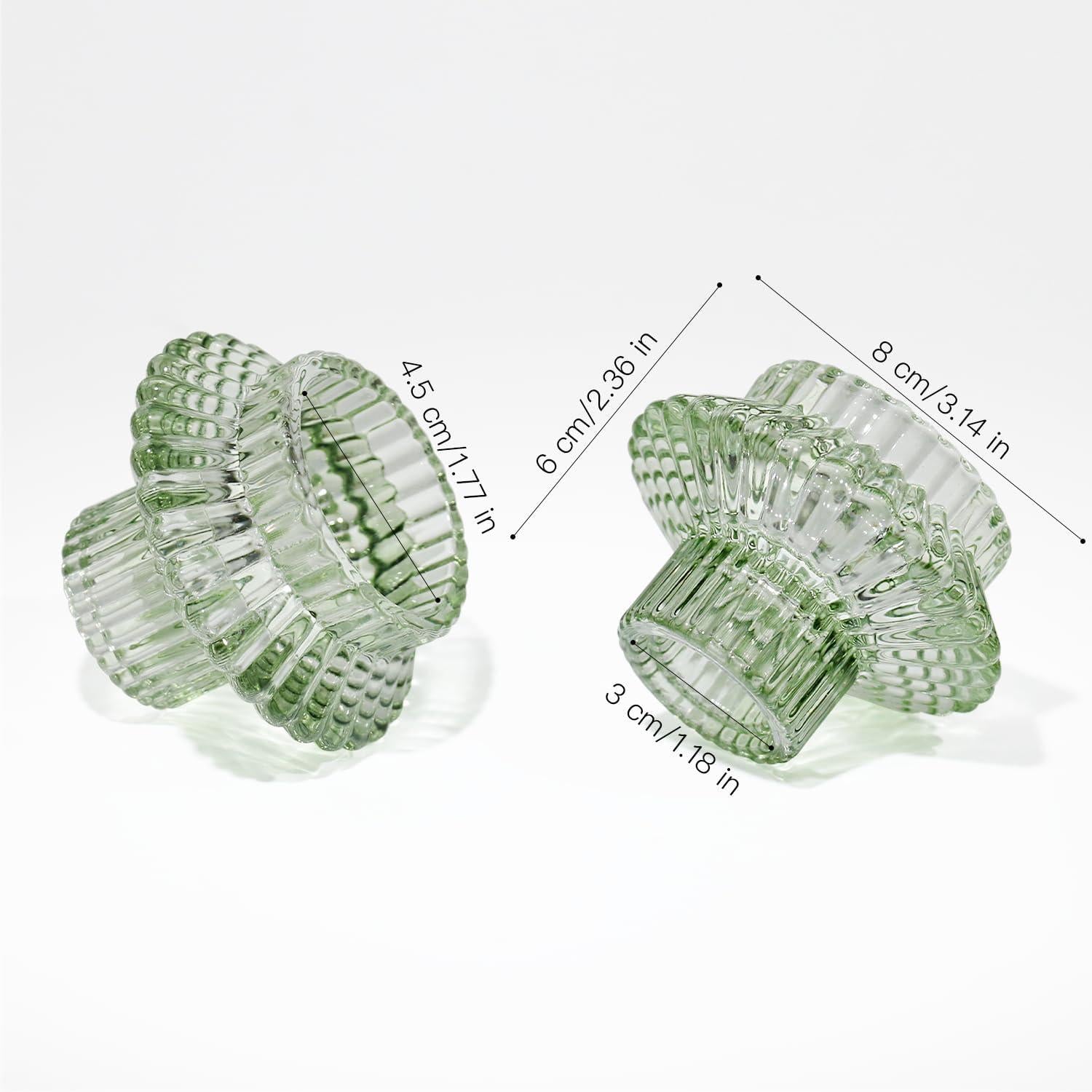 Kerzenständer Glas 3er Set für Stabkerzen Teelichter Grün