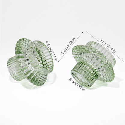 Kerzenständer Glas 3er Set für Stabkerzen Teelichter Grün