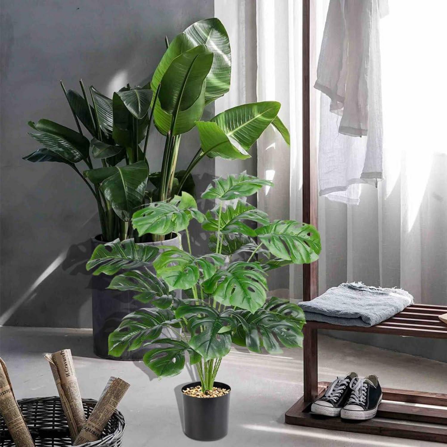 Kunstpflanzen Set Groß Künstliche Pflanze Monstera Palme