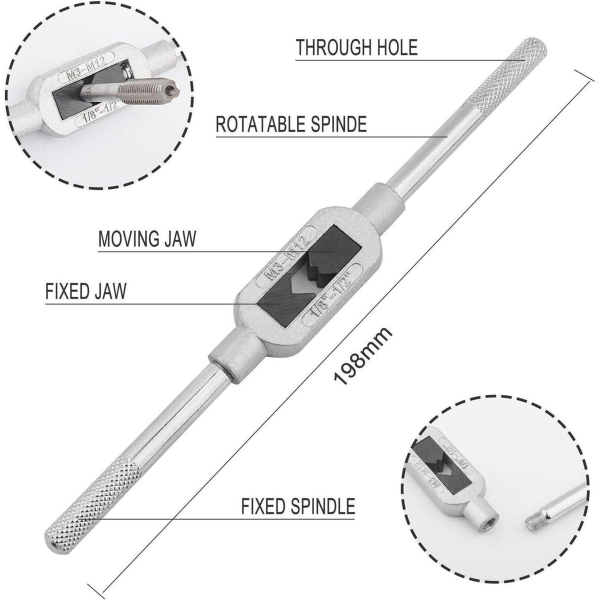 15-teiliges Gewindebohrer-Set mit Spiralbohrern HSS, Metallkoffer