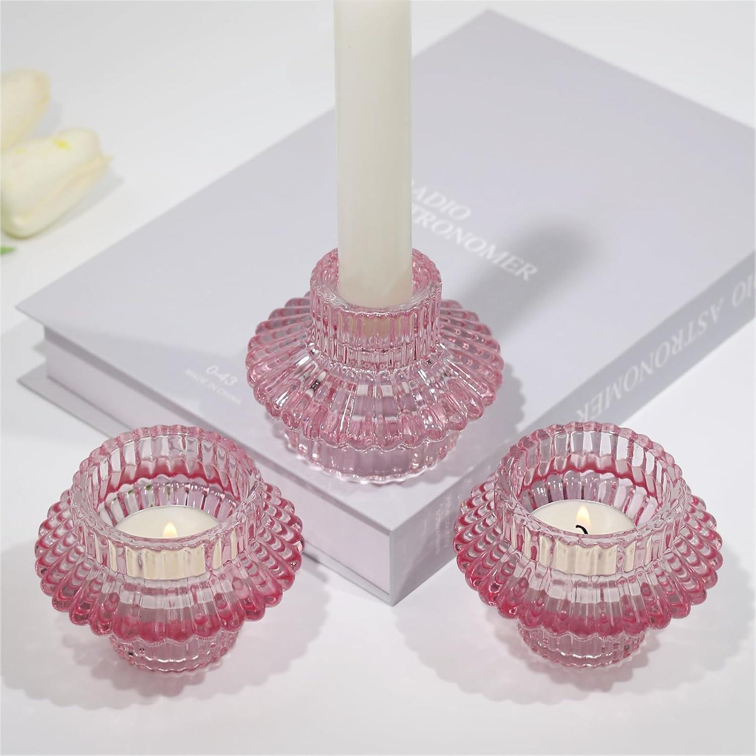 Kerzenständer Set Glas Kerzenhalter Teelichter Stabkerzen Strandtuch