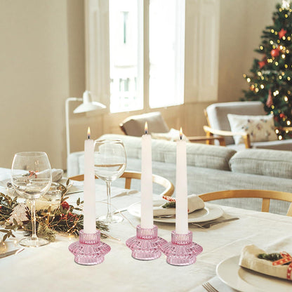 HofferRuffer Kerzenständer Glas 3er Set Rosa