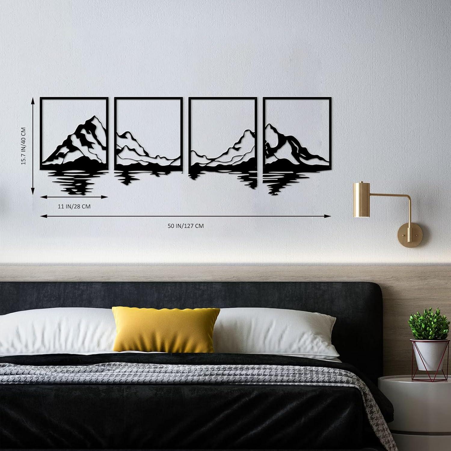 Metall Berg Wandkunst Set, rustikale Berge Wanddeko, 4 Stück