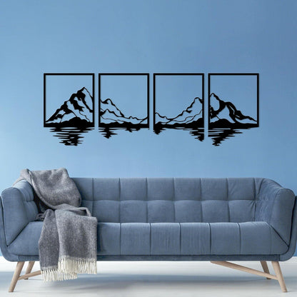 Metall Berge Wandkunst Set 4 Stück Berg Wald Dekor rustikal