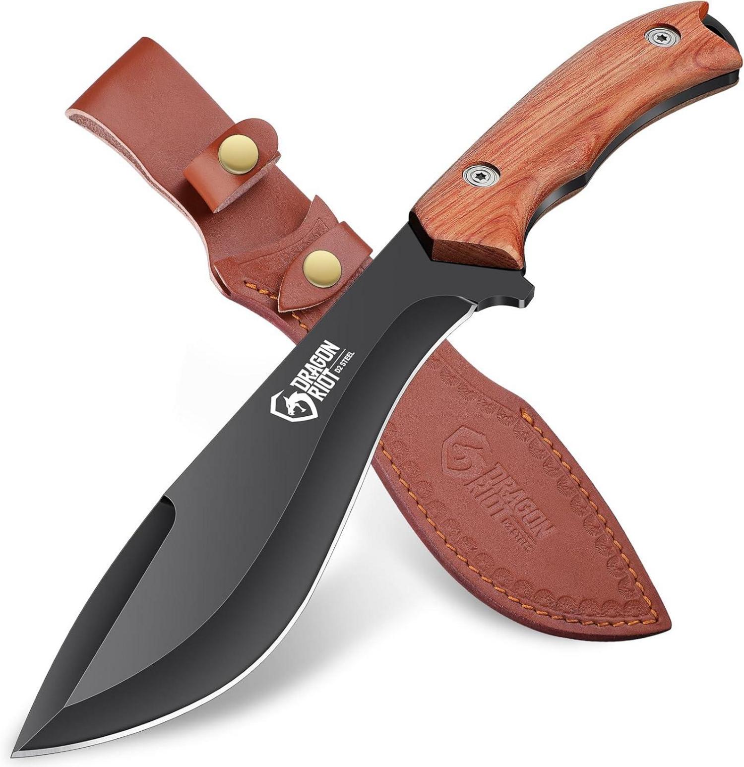 Outdoor Survival Messer D2 Stahl Feststehende Klinge Lederscheide