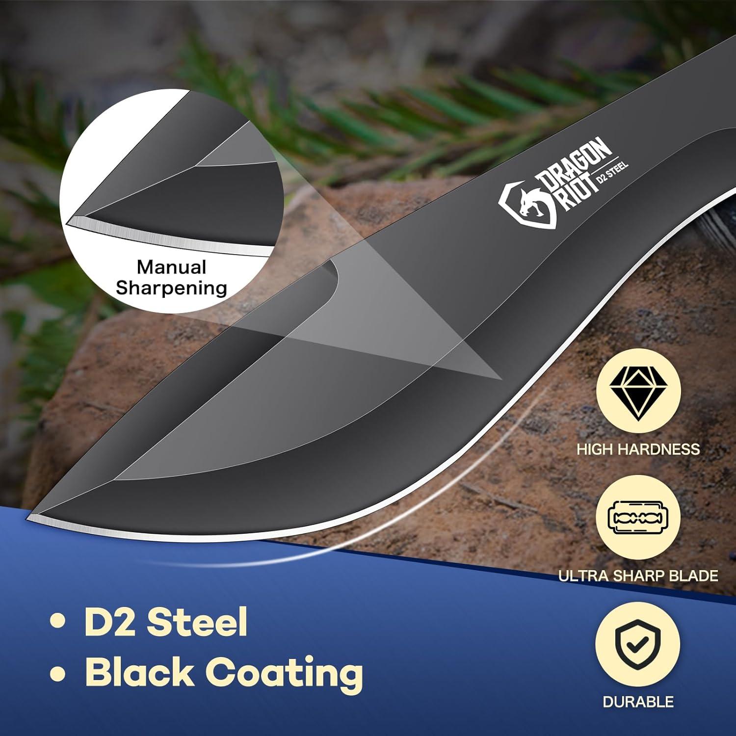 Outdoor Survival Messer D2 Stahl 20cm Full Tang mit