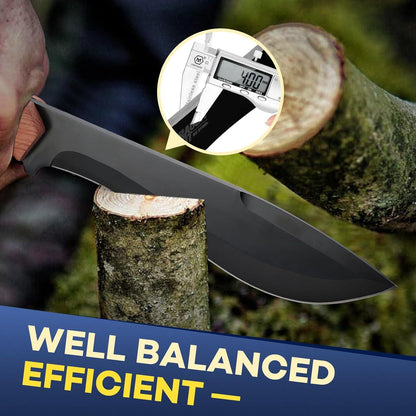 DRAGON RIOT Outdoor Survival Messer D2 Stahl Lederscheide 20cm