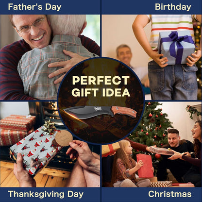 DRAGON RIOT Outdoor Survival Messer 20cm D2 Stahl Full Tang Lederscheide