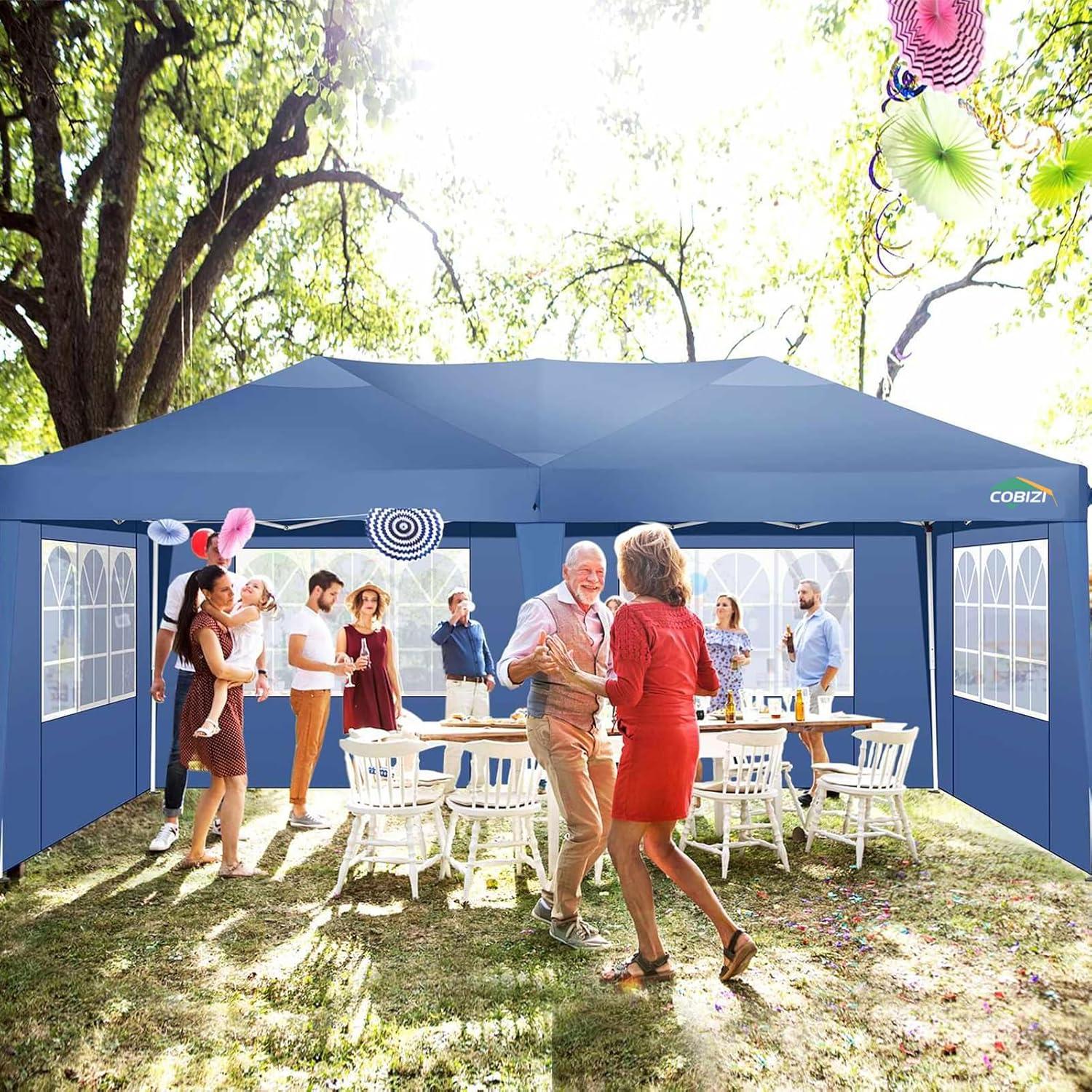Faltpavillon 3x6 Wasserdicht Winterfest Pop Up Pavillon Klappbar 6 Seiten 3 Höhen UV-Schutz
