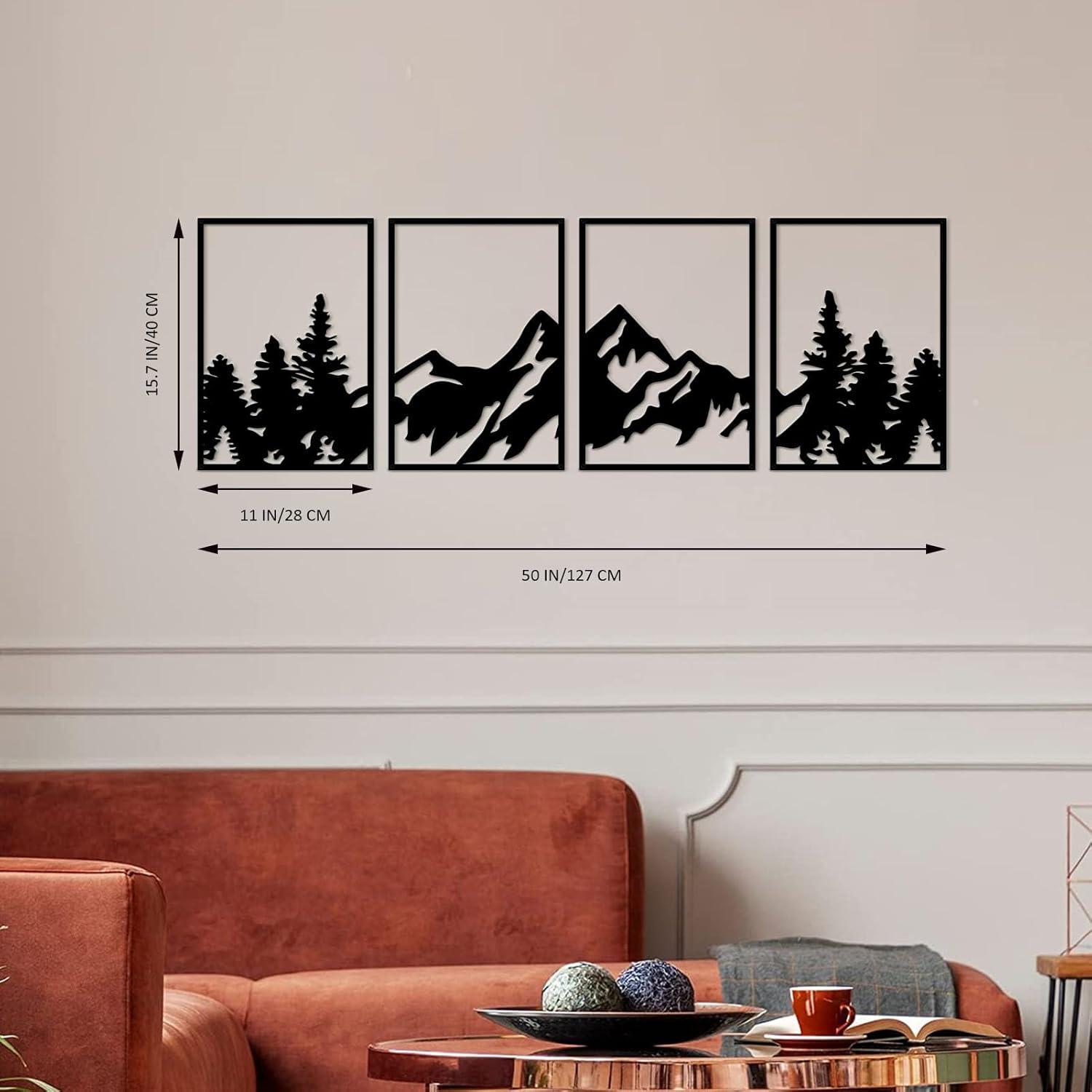 Metall Berg Wandkunst Dekor Set 4 Stück großes Bergfluss