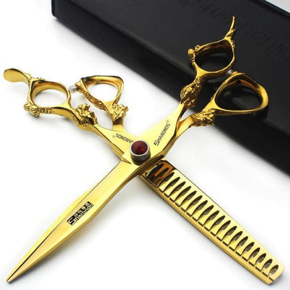 Professionelle Haarschere 6/7 Zoll mit Saphir & Ausdünnschere