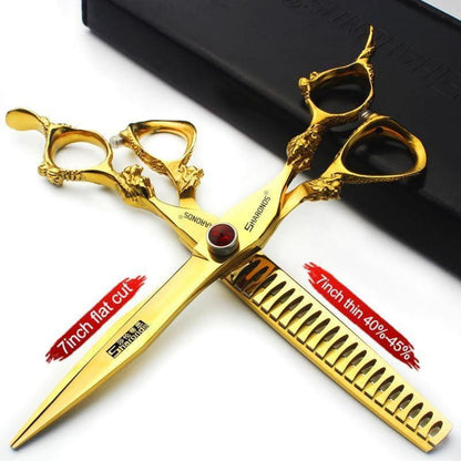 Professionelle Haarschere 6/7 Zoll mit Saphir & Ausdünnschere