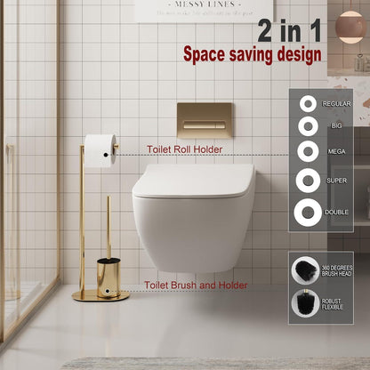 WC Garnitur Gold – Edelstahl Toilettenpapierhalter & Bürste