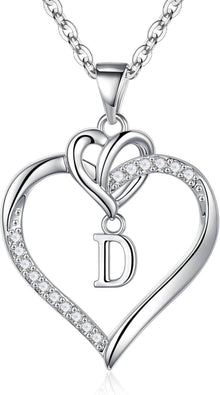 Herz Initial Halskette 14K Vergoldet Zirkonia Damen Valentinstag