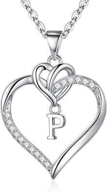 Valentinstag Geschenk Frauen Herzanhänger Initiale Zirkonia Silber