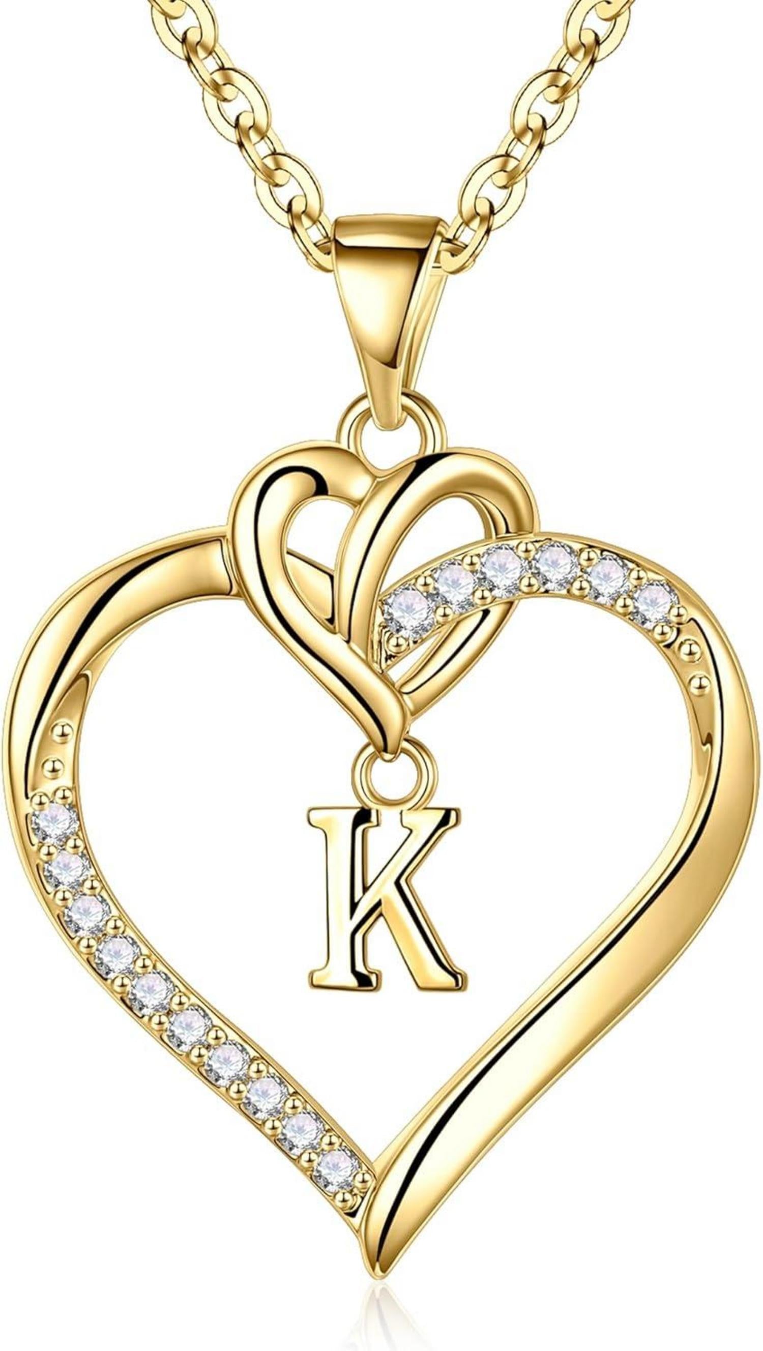 Valentinstag Geschenke Herz Kette Zirkonia Gold Damen Halskette