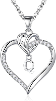 Valentinstag Geschenk Herz Initialen Halskette Zirkonia 14K Gold