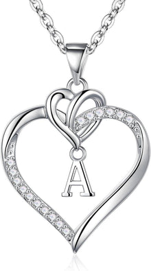 Valentinstag Geschenke Herz Initialen Kette Zirkonia Silber