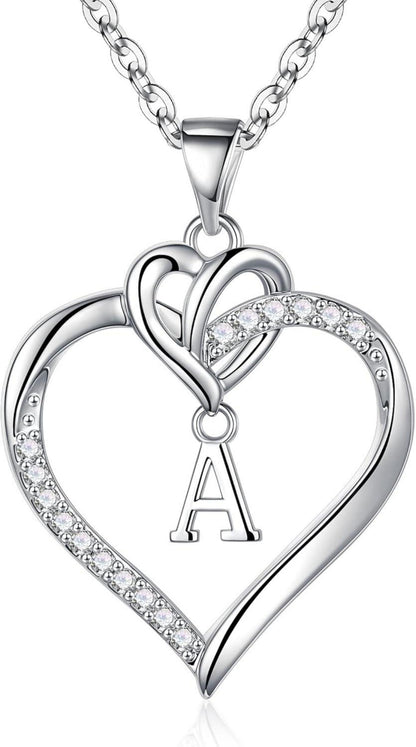 Valentinstag Geschenke Herz Initialen Kette Zirkonia Silber