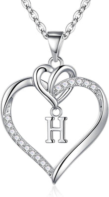 Valentinstag Geschenke Herz Initialen Halskette Silber Zirkonia Gold