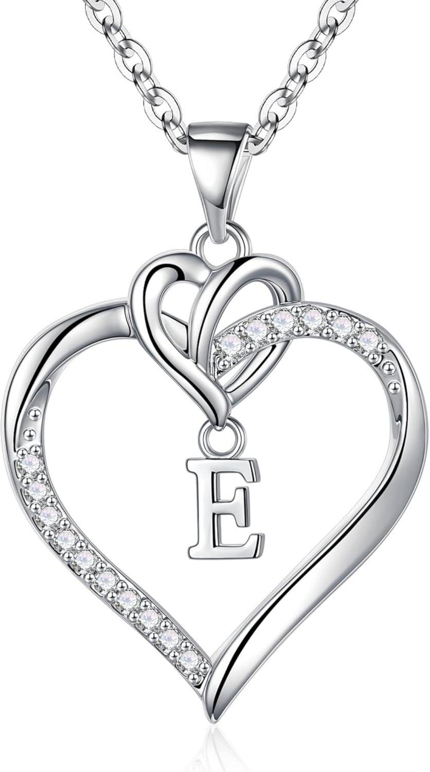 Herz Initiale Halskette 14K Gold Vergoldet Zirkonia Valentinstag