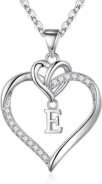 Herz Initiale Halskette 14K Gold Vergoldet Zirkonia Valentinstag