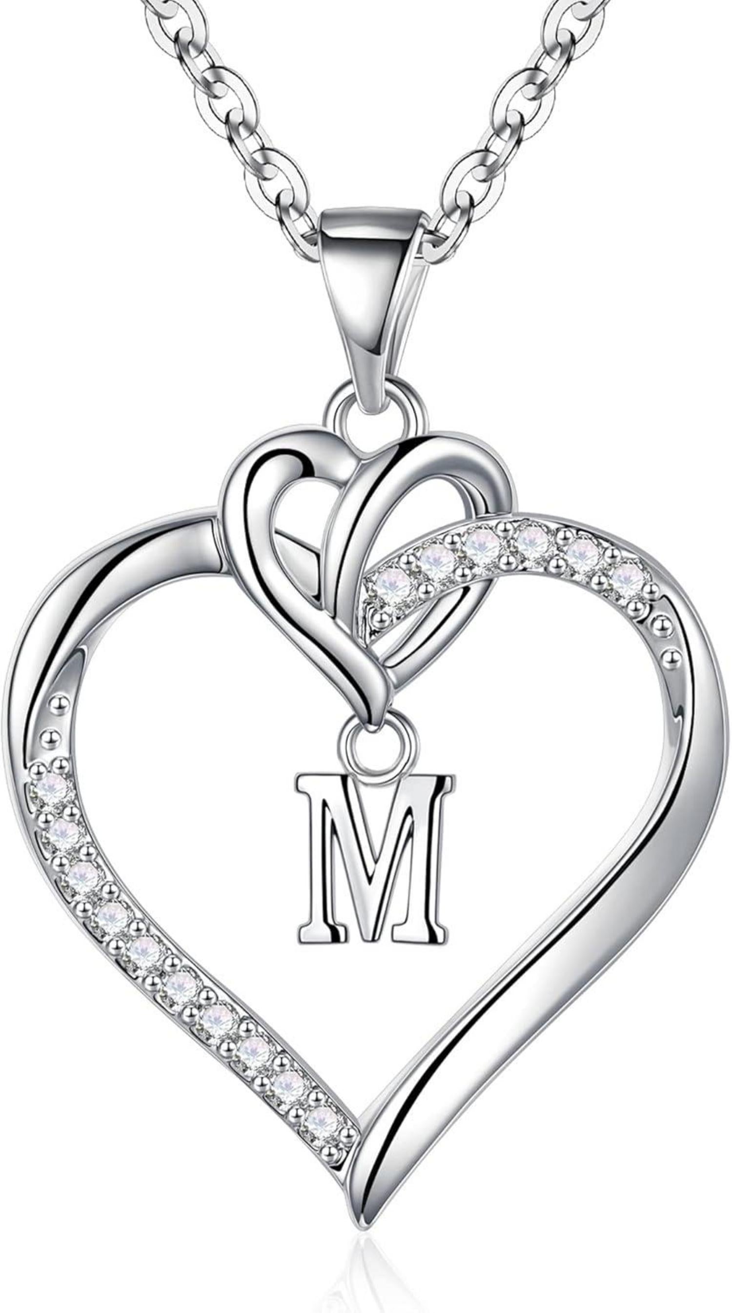 Herz Initial Halskette 14K Gold/Zirkonia Valentinstag Geschenk