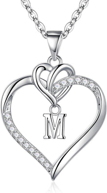 Herz Initial Halskette 14K Gold/Zirkonia Valentinstag Geschenk