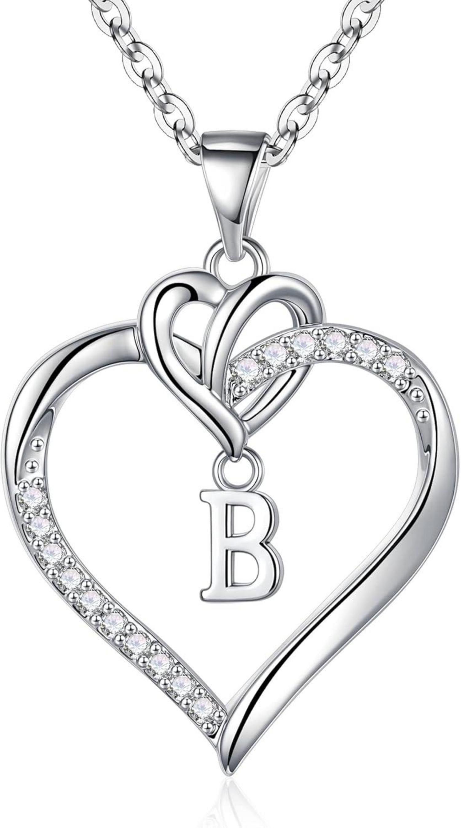 TINGN Herz Buchstaben Kette 14K Vergoldet Zirkonia Valentinstag