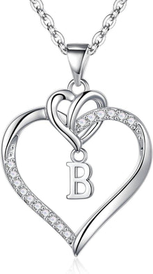 TINGN Herz Buchstaben Kette 14K Vergoldet Zirkonia Valentinstag