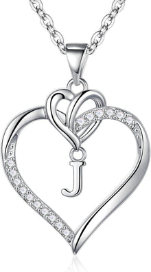 TINGN Herz Initial Halskette 14K Gold Zirkonia Silber