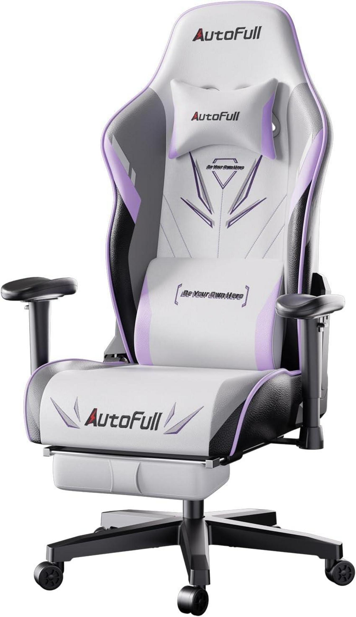 Ergonomischer Gaming Stuhl mit Fußstütze und breitem