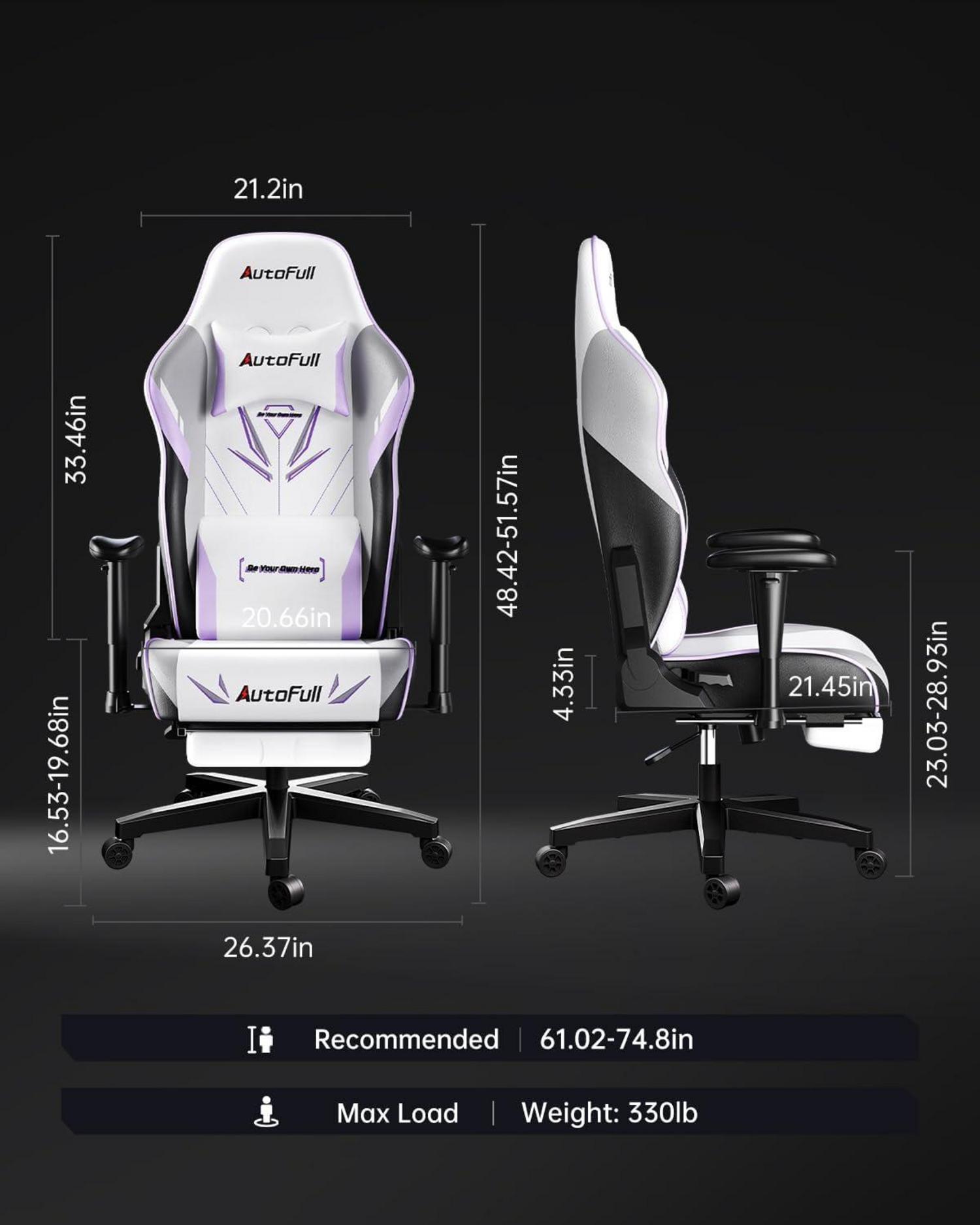 Ergonomischer Gaming Stuhl mit Fußstütze und breitem