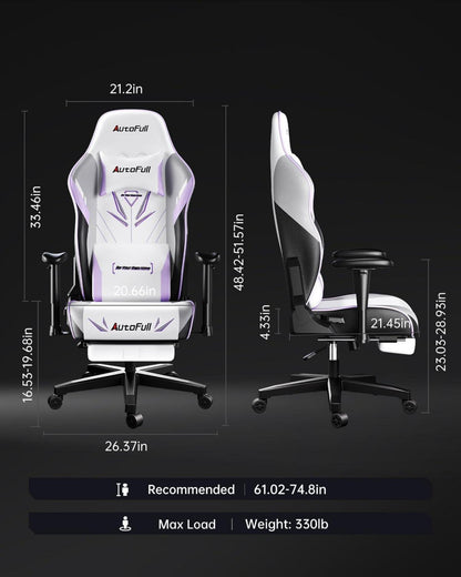 Ergonomischer Gaming Stuhl mit Fußstütze und breitem