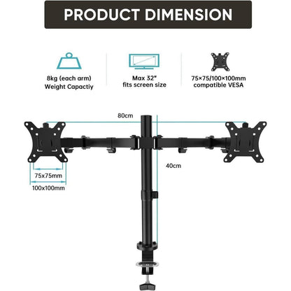 FORGING Monitor Halterung 2 Monitore 13-32 Zoll VESA 75x75