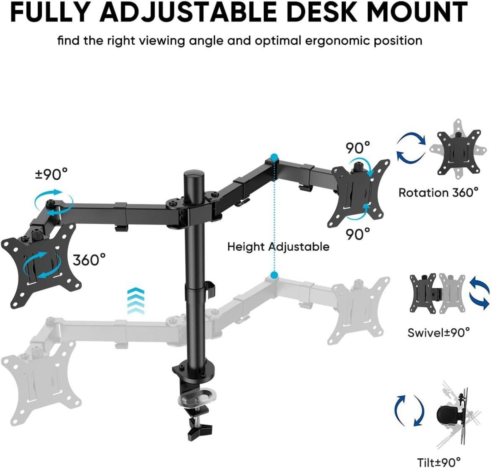 FORGING Monitor Halterung 2 Monitore 13-32 Zoll VESA 75x75