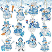 12er Set Schneemann Diamant Painting Weihnachtsanhänger DIY
