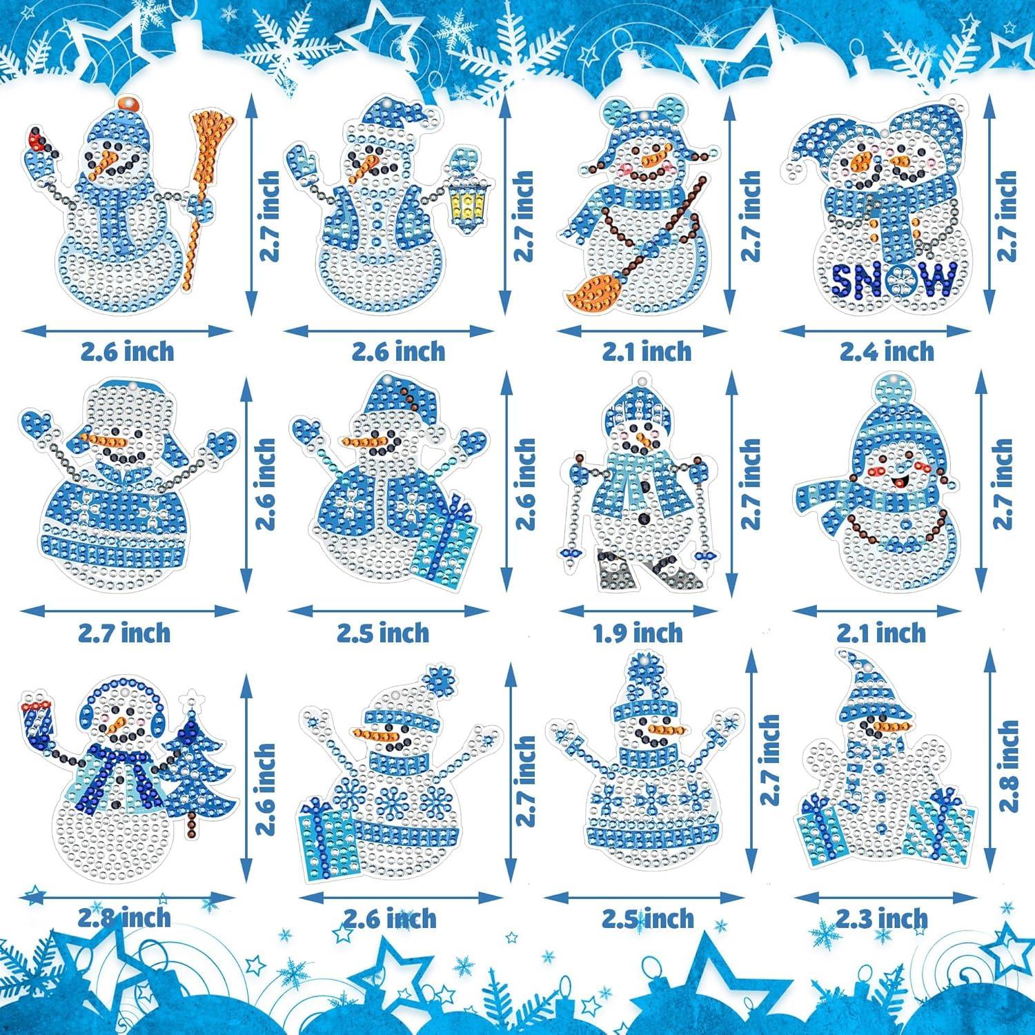 Schneemann Diamant Painting Set Weihnachten Deko 12 Stück